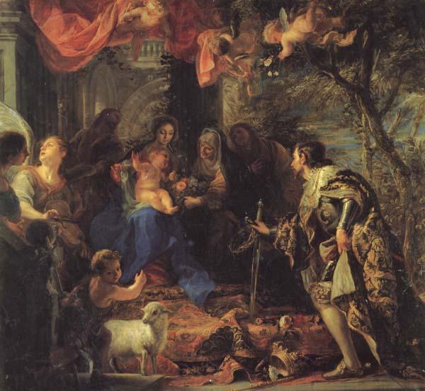COELLO, Claudio The Adoration of the Holy Family by St.Louis.King of France,and Othe Saints oil painting image